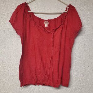 Womens Top - Red Off Shoulder Short Sleeve Size Large by Mossimo Supply Co